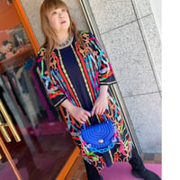 【21号以上】evavarro スカーフ柄二枚仕立てワンピース