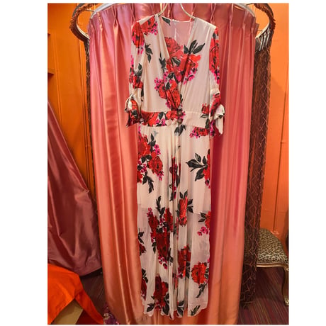 【インスタライブ紹介商品】バラ模様ロングドレス