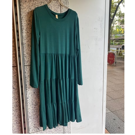 【M〜3Lサイズ】カットソー素材ティアードワンピース