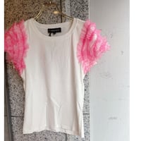 イタリア　インポートTシャツ　T-2254ショルダーフリルTシャツ