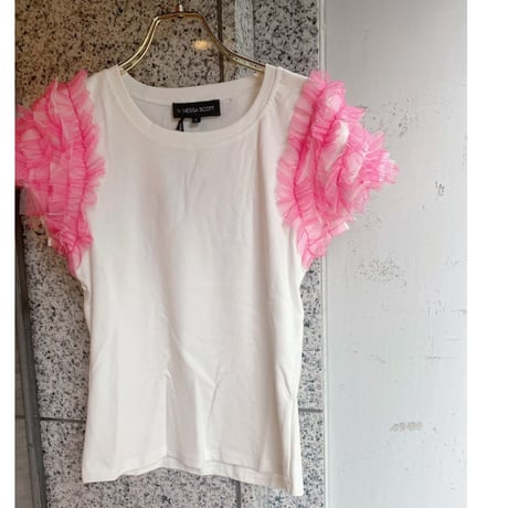 イタリア　インポートTシャツ　T-2254ショルダーフリルTシャツ