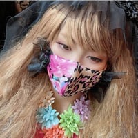 I SPARK Mask(立体マスク)ピンクヒョウ×ピンク花onフリル  I-40