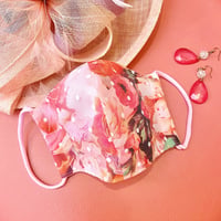 I SPARK 息がしやすい夏用　mask I- 26 ピンク花xonドットチュール