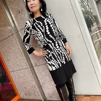 evavarro セパレートデザイン 七分袖 ワンピース  T-11 SIL/BK