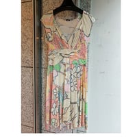 【S〜Lサイズ】フランス製チェーン調ボタニカル柄ワンピース