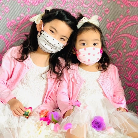 I SPARK・kids  Mask  （子ども用　プリーツマスク）K- 10    onピンクドットチュール/花柄