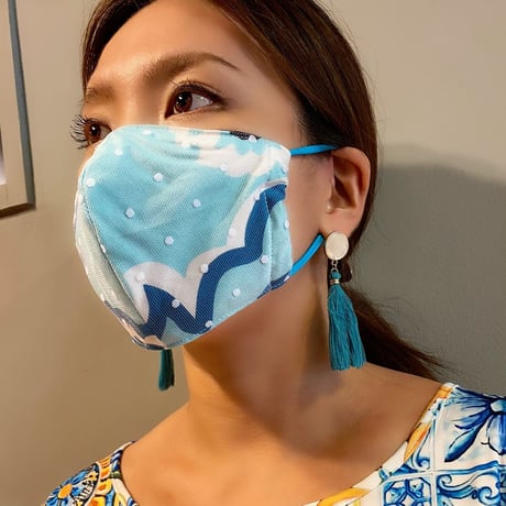 I SPARK 息がしやすい夏用　mask I- 29ターコイズxonドットチュール