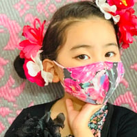 I SPARK・kids  Mask  （子ども用　立体マスク）K- 11  ピンク花×onピンクドットレース