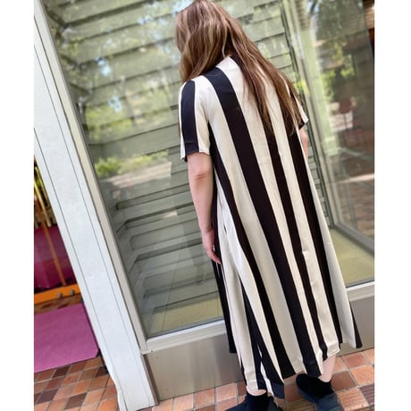 【XS〜3Lサイズ】ストライプサテンワンピース