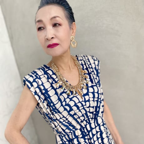 【XS〜Lサイズ】幾何学模様ロングワンピース