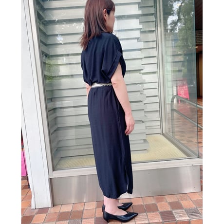 【XS〜XLサイズ】ベルト付きvネックワンピース