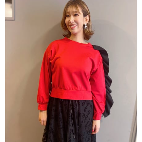 【XS〜Lサイズ】ショルダーフリルスウェット