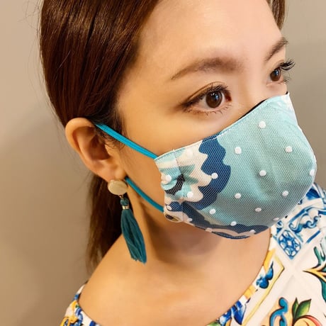I SPARK 息がしやすい夏用　mask I- 29ターコイズxonドットチュール