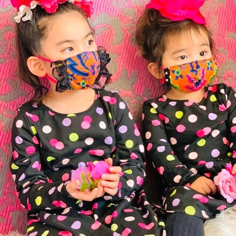 I SPARK・kids  Mask  （子ども用　立体マスク）K-3  ORダマスク/on BKフリル