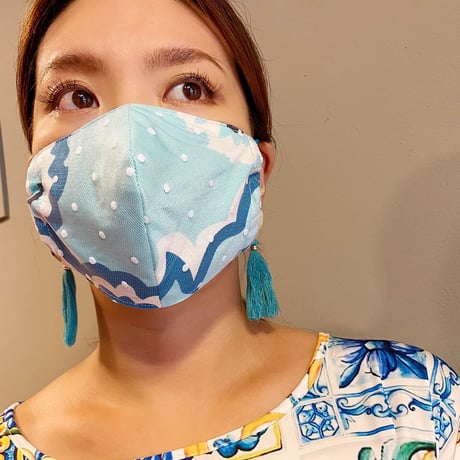 I SPARK 息がしやすい夏用　mask I- 29ターコイズxonドットチュール