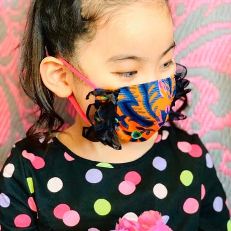 I SPARK・kids  Mask  （子ども用　立体マスク）K-3  ORダマスク/on BKフリル