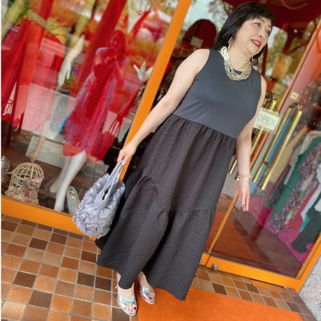 【XS〜3Lサイズ】バイカラー切り替えワンピース