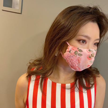 I SPARK  Mask(夏用マスク)  息がしやすいマスク ピンクバラレース