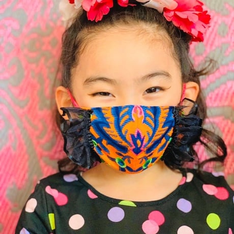 I SPARK・kids  Mask  （子ども用　立体マスク）K-3  ORダマスク/on BKフリル