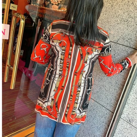 evavarro  フロントフリル 七分袖チュニック　T-185 ORビット