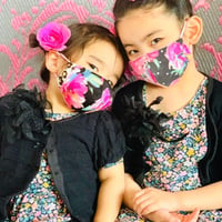 I SPARK・kids  Mask  （子ども用　立体マスク）K- 12  ピンク花×ヒョウ切り替え