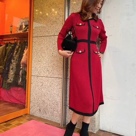 【S〜Lサイズ】プリーツバイカラーワンピース