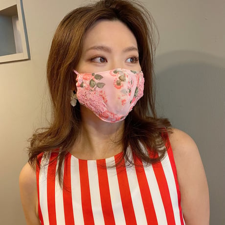 I SPARK  Mask(夏用マスク)  息がしやすいマスク ピンクバラレース