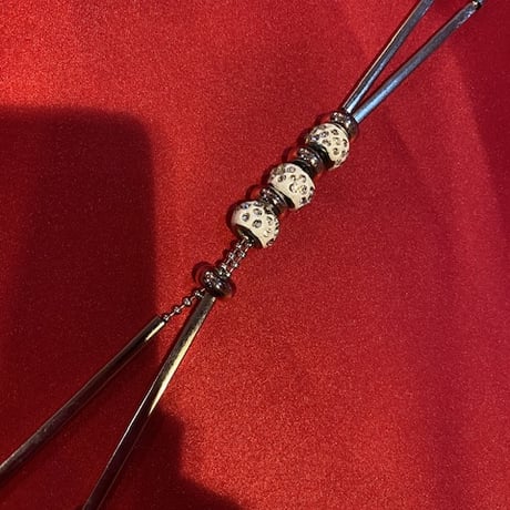 ラインストーンビーズ×ボールロングネックレス　K-465