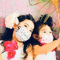 I SPARK・kids  Mask  （子ども用　プリーツマスク）K-9     onブラックドットチュール /ヒョウ切り替え