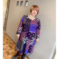 アメリカインポート　パッチワーク柄シンプルワンピース