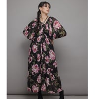 【XS〜4Lサイズ】バルーンスリーブワンピース　花柄