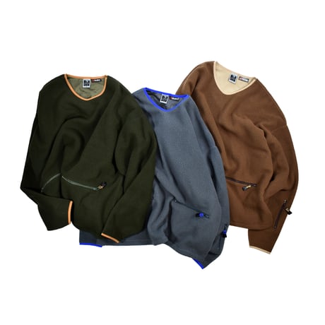 NOROLL "FLEECE V NECK SWEATER"