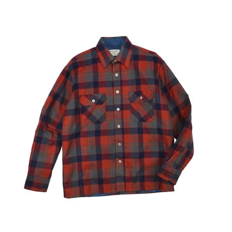 USED 80'S "OAKTON" QUILT LINING PLAID SHIRT