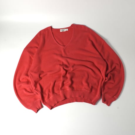 USED 90’S ”ST.CROIX KNIT" V-NECK COTTON KNIT