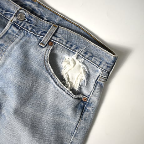 USED 99'S "LEVI'S / 501" DAMAGED DENIM PANTS