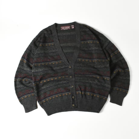USED "JOHN ASHFORD" PLAID CARDIGAN
