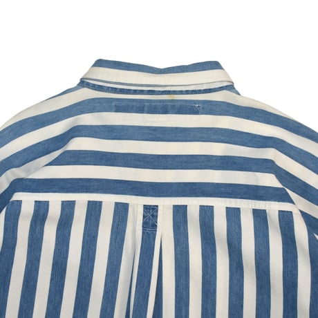 USED 90'S "ANCHOR BLUE" TWILL STRIPE B.D SHIRT