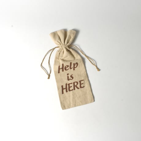 USED "HELP IS HERE" DRAWSTRING BAG