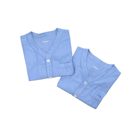 "LANDS' END" NO-COLLER CHAMBRAY PAJAMA SHIRT