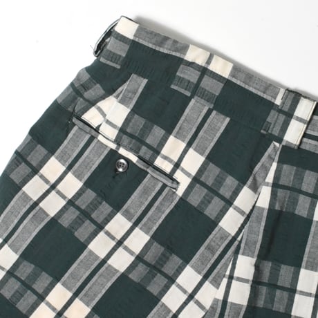 USED 80'S UNKNOWN SEERSUCKER PLAID FLARE SLACKS