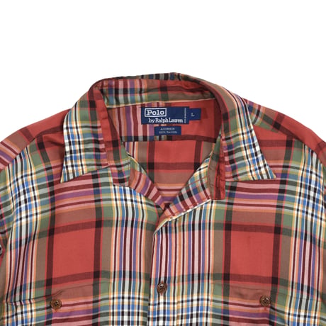 USED "POLO RALPH LAUREN" PLAID RAYON SHIRT