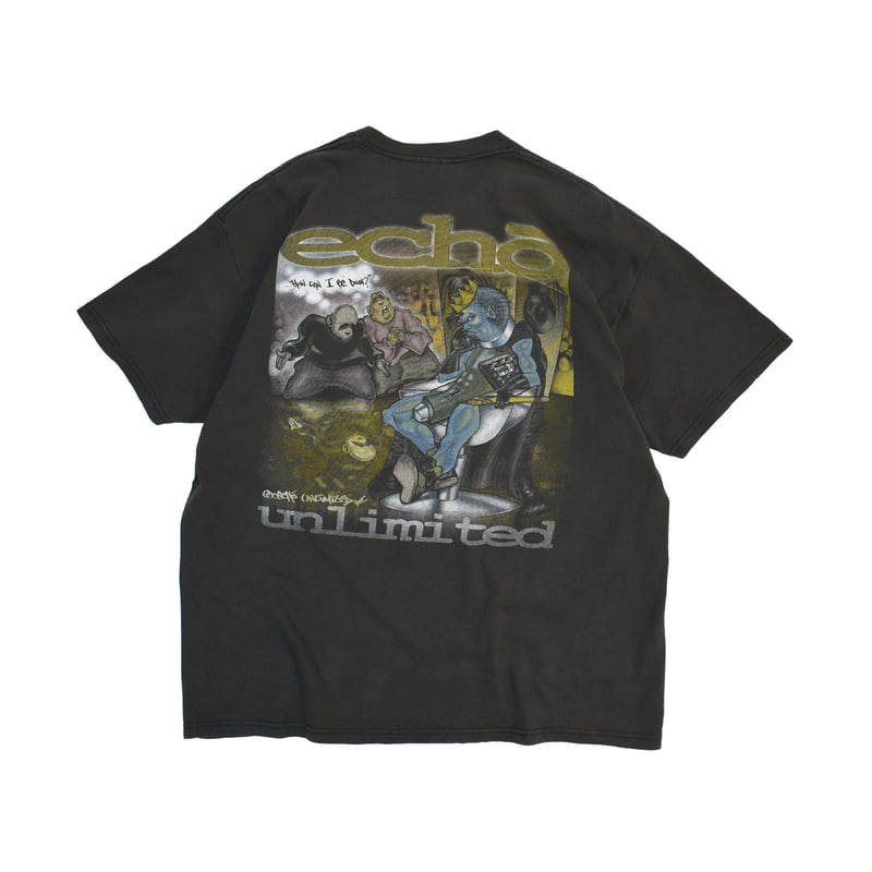90s ECHO UNLIMITED グラフィックT 袖裾シングルステッチ USED 90'S 