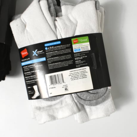 "HANE'S PREMIUM X-TEMP / BREATHABLE" 6P CREW SOCKS