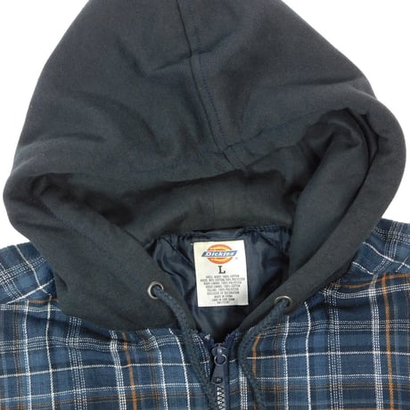 USED "DICKIES" HOODED ZIP UP FRANNEL SHIRT