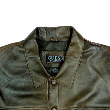 USED "GUESS CLASSIC" LEATHER SHIRT JACKET