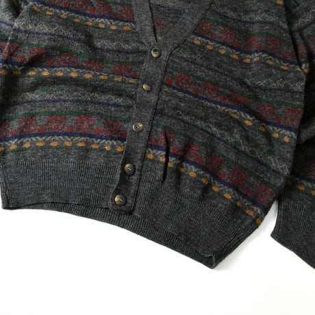 USED "JOHN ASHFORD" PLAID CARDIGAN