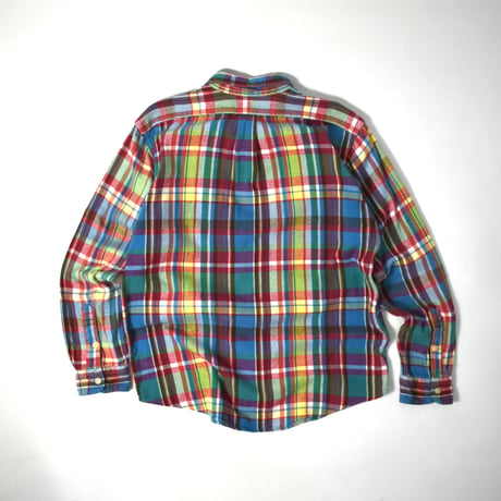 USED 90'S "POLO RALPH LAUREN" PLAID HEAVY NEL SHIRT