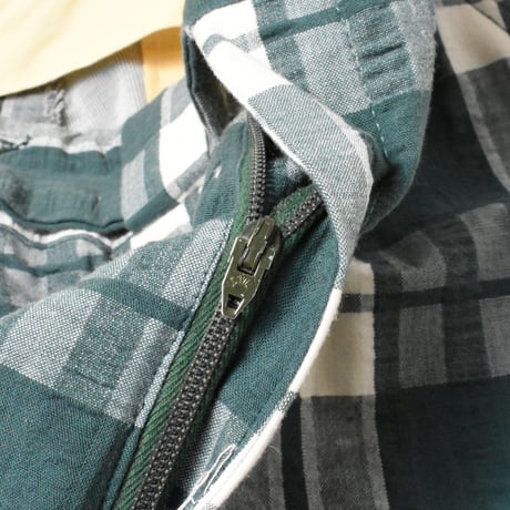 USED 80'S UNKNOWN SEERSUCKER PLAID FLARE SLACKS