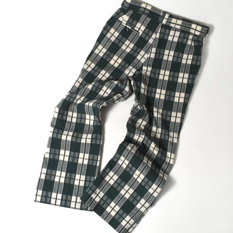 USED 80'S UNKNOWN SEERSUCKER PLAID FLARE SLACKS