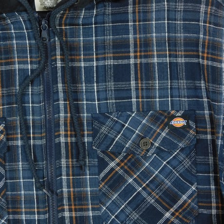USED "DICKIES" HOODED ZIP UP FRANNEL SHIRT